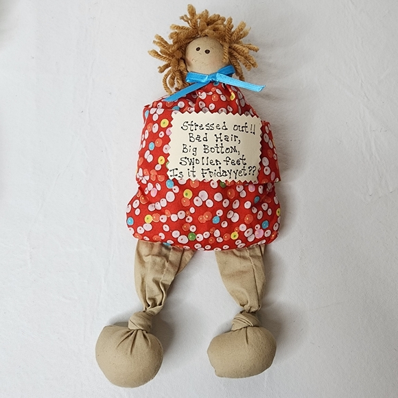 Bean Bag Stress Doll 10" x 4" Office Humor Bad Hair Home Accent or Office Decor - Picture 4 of 9